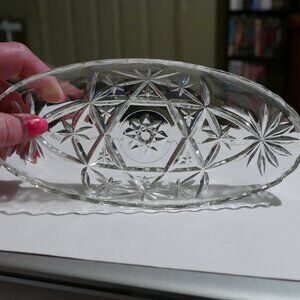 Vintage Anchor Hocking Glass Star Oval Relish Dish